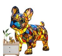 Lampe Corgi, Lampe Carlin, Veilleuse Art Animalier, Lamps De Table Chat Rétro En Résine Teintée, Éclairage LED En Vitrail, Décor Intérieure Uniques Sur Thème Des Animaux, Cadeaux Pour Animaux Amoureux