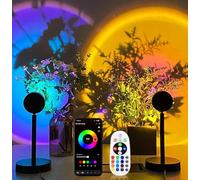 lampe coucher de soleil - 2 Pcs Sunset Lamp Lampe Coucher de Soleil Veilleuse Led Chambre Neon Projecteur Lumiere Led Gaming Lampe de Chevet/Bureau Rgb Ambiance Decoration (2 Sunset Lamp APP)
