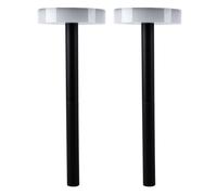 Lampe d'allée de jardin, éclairage extérieur, lampe enfichable, piquet de terre, batterie, plastique, opale noire, 1x LED, DxH 15,3x56,1 cm, lot de 2