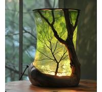 Lampe d'ambiance de forêt enchantée, veilleuse LED inspirée de la nature, lampe de table en branche d'arbre pour chambre à coucher et salon, illusion 3D, éclairage esthétique de bureau (vert)