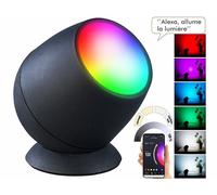 Lampe d'ambiance LED RVB CCT - Luminea Home Control - Noir - Connectée - Contrôle vocal - Rechargeable USB