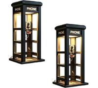 Lampe d'ambiance vintage pour cabine téléphonique | Décoration rétro | Mini cabine téléphonique de rue | Cabines téléphoniques détaillées avec lampe de table LED chaude pour décoration de lampe de