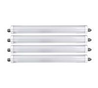 Lampe de baignoire LED, lampe de pièce humide, lampe de garage, lampe de hall, plafonnier, plastique blanc, résistant aux jets, 18W 2160lm 4000K blanc neutre, L 60 cm, lot de 4