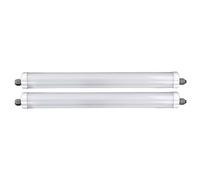 Lampe de baignoire LED, lampe de pièce humide, lampe de garage, lampe d'entrée, plafonnier, plastique blanc, résistant aux jets, 18W 2160lm 4000K blanc neutre, L 60 cm, lot de 2