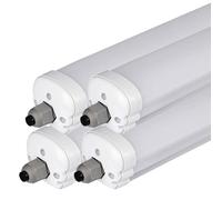 Lampe de baignoire LED, lampe de pièce humide, lampe de garage, lampe d'entrée, plafonnier, plastique blanc, résistant aux jets, 36W 4320lm 4000K blanc neutre, L 120 cm, lot de 4