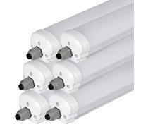 Lampe de baignoire LED, lampe de pièce humide, lampe de garage, lampe d'entrée, plafonnier, plastique blanc, résistant aux jets, 36W 4320lm 4000K blanc neutre, L 120 cm, lot de 6