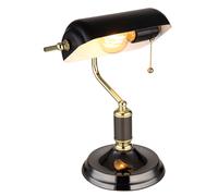 Lampe de banquier LED Lampe de table anthracite dorée Lampe de lecture Lampe de bureau Lampe de salon, 1x E27 LED blanc chaud, LxlxH 26,5x18x 34 cm