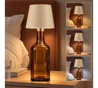 Lampe de Bouteille Sans Fil, Lampe de Bouteille de Vin à Gradation Continue en 3 Couleurs, Lampe de Bouteille LED Rechargeable à Commande Tactile Sans Fil pour Chambre, Restaurant, Bar (Abricot, Pack