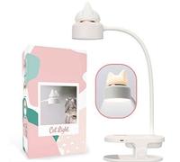 Lampe de Bureau à Pince Clip lampe flexible avec veilleuse chat Liseuse à pince Blanc - Légère & Pratique - Pour enfant et adulte
