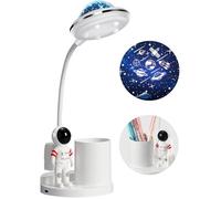 Lampe de bureau astronaute pour enfants, projecteur d'étoiles et de galaxie, veilleuse, petite lampe de bureau avec porte-stylo et
