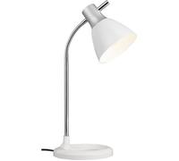 Brilliant Lampe de table Jan 92762/05 E27 40 W ampoule à économie d'énergie Argent/Blanc