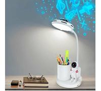 Lampe de Bureau Enfant Sans Fil Dimmable, Lampe Rechargeable avec Projection et Porte-stylo, idéale pour lecture