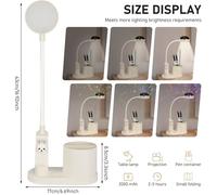 Lampe de bureau, lampe de bureau 3 en 1 pour enfants, avec porte-stylo et projection de ciel étoilé (blanc lapin)