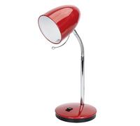 Lampe de bureau, lampe de lecture, lampe de chevet, style rétro, en métal, avec col de cygne, orientable, avec interrupteur, douille E27 (sans ampoule, lampe de table rouge)