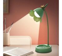 Lampe de bureau LED en forme de fleur sans fil - Lampe de bureau pour enfants, 3 modes de couleur à intensité variable, contrôle tactile, lecture USB, abat-jour sans fil pour lecture, apprentissage