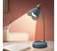 Lampe de bureau LED en forme de fleur sans fil - Lampe de bureau pour enfants, 3 modes de couleur à intensité variable, contrôle tactile, lecture USB, abat-jour sans fil pour lecture, apprentissage