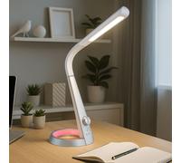 Lampe de bureau LED USB argent dimmable CCT RGB mobile, 1x LED 8W 460Lm 3000-4000-6500K, LxLxH 34,3x18,3x64 cm