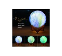 Lampe de bureau lune 3d 3 couleurs ciel étoilé veilleuse table rechargeable usb - bleu