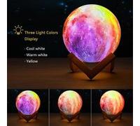 Lampe de bureau lune 3d 3 couleurs ciel étoilé veilleuse table rechargeable usb - violet Violet G