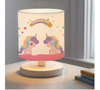 lux.pro Lampe de Bureau Design pour Enfant Lampe de Table Chambre d'Enfant Luminaire Intérieur MDF Plastique Tissu Motif Licorne Hauteur 22 cm E14 Blanc