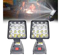 Lampe de Chantier 27w Portable Multifonction pour Extérieur Large et Longue Portée 2 Pcs, pour Garage Souterrain, Camping, Compatible avec pour Makita 14v-18v Li-ion Bl1860 Bl1850 (Senza Batteria)