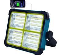 Lampe de chantier LED – 100 W rechargeable – 10 000 lumens – Projecteur LED – Solaire et batterie – Lampe de travail – Rechargeable par téléphone portable – IP66 protégée contre les projections d'eau