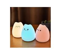 Lampe de chat de nuit mignonne de LED 7 lumières colorées de batterie de silicone d'enfant doux de chevet décoratif
