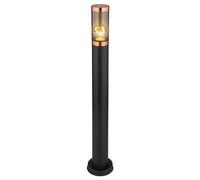 Lampe de chemin d'accès Lampe de jardin Lampadaire d'extérieur Lampadaire en acier inoxydable, accent cuivre fumée noire, 1x E27, DxH 7,6x80 cm