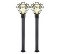 Lampe de chemin, lampe de terrasse, lampe d'extérieur, lampadaire industriel, lampe à pied en acier inoxydable noir, 1x E27, LxH 22,5x100 cm, lot de 2
