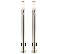 Lampe de chemin LED avec détecteur de mouvement, lampadaire extérieur, lampe de jardin en acier inoxydable, 2 prises extérieures, 9W 500lm blanc chaud, PxH 7,6 x 110 cm, lot de 2