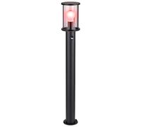 Lampe de chemin Télécommande Lampadaire dimmable Lampe d'extérieur en acier inoxydable Détecteur de mouvement, noir Verre fumé, 1x RGB LED 4W 470Lm blanc chaud, DxH : 14,3x100cm