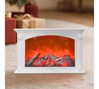 Lampe de cheminée électrique LED avec effet flamme, blanc | Interrupteur à bouton, alimenté par USB et piles, simulation de feu de cheminée, décoration de cheminée de table, maison