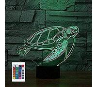 Lampe de chevet 3D en forme de tortue de mer 16 couleurs Illusion de veilleuse en acrylique Lampe de chevet pour chambre d'enfant Décoration de bureau Cadeau d'anniversaire Jouet pour enfants