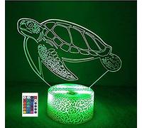 Lampe de chevet 3D en forme de tortue de mer avec télécommande - 16 couleurs - Illusion de veilleuse en acrylique - Pour chambre d'enfant - Décoration de bureau - Cadeau d'anniversaire