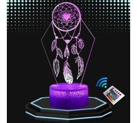 Lampe de Chevet 3D Led Attrape Rêve - Veilleuse Changement de Couleurs - Luminaire Tactile Bureau et Chambre Enfant - Éclairage d'Ambiance - Idée Cadeau Anniversaire et Noël Personnalisé