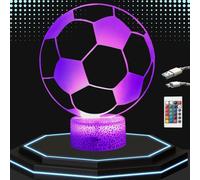 Lampe de Chevet 3D Led Ballon Football - Veilleuse Changement de Couleurs - Luminaire Tactile Bureau et Chambre Enfant - Eclairage d’Ambiance - Idée Cadeau Anniversaire et Noël.
