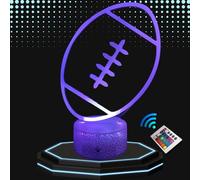 Lampe de Chevet 3D Led Ballon Rugby - Veilleuse Changement de Couleurs - Luminaire Tactile Bureau et Chambre Enfant - Eclairage d’Ambiance - Idée Cadeau Anniversaire et Noël PERSONNALISE