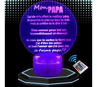 Lampe de Chevet 3D Led papa je t'aime - Veilleuse Changement de Couleurs - Luminaire Tactile Bureau et Chambre Enfant - Eclairage d’Ambiance - Idée Cadeau Anniversaire et Noël. (papajetaime)