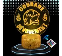 Lampe de Chevet 3D Led PERSONNALISEE casque pompier - Veilleuse Changement de Couleurs - Luminaire Tactile Bureau et Chambre Enfant - Eclairage d’Ambiance - Idée Cadeau Anniversaire et Noël.