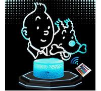 Lampe de Chevet 3D LED, Tintin et Milou, 16 Couleurs , Tactile, Décorative , Idée Cadeau