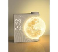 Lampe de chevet avec réveil, rotative à 360°, 10 sons, double réveil