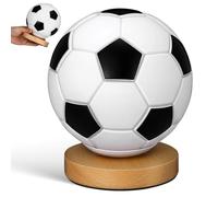Lampe de Chevet Ballon de Football LED en Bois, Tactile Dimmable | Veilleuse Décorative pour Chambre D’Garçon et Filles, Éclairage Doux, Base Bois, Design Sport, Lecture du Soir