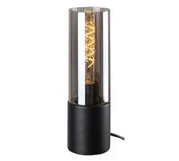 Lampe de chevet design noire verre fumé E27 Ronno 74050