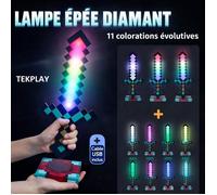 Lampe de chevet Épée Diamant style Minecraft - LED - USB - Décoration Chambre Gamer