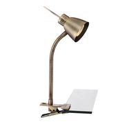 Lampe de chevet Lampe à pince laiton ancien Lampe de table avec spot mobile, métal, 1x LED 3 watts 165 lm, LxlxH 24x24x37,5 cm