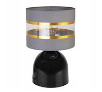 Light-Home Elegance Gold Neli Lampe de chevet pour chambre à coucher - Lampe de table moderne pour chambre à coucher et salon Lampe glamour élégante E27 - Tissu Abat-jour 20 cm - Noir et gris