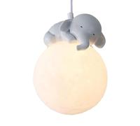 Lampe de chevet mignonne - Lampe en forme d'animal de dessin animé | Animé, blanc laiteux, lam-padario rond en résine artistique en fer, ampoule LED, lampe à suspension