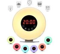 Lampe de chevet portable lever du soleil et coucher de soleil nature réveil avec radio fm, lumières d'ambiance couleur rgb7 G