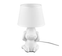 Lampe de chevet singe lampe de table en céramique blanche lampe d'appoint singe abat-jour en tissu, interrupteur à cordon, 1x douille E14, DxH 17x27 cm