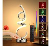 Lampe de Chevet Tactile, 10 Modes Design en Spirale Moderne Veilleuse Enfants, éClairage d'ambiance, Rechargeable par USB, Dimmable Lampe de Table Sans fil avec Télécommande pour Chambre, Salon